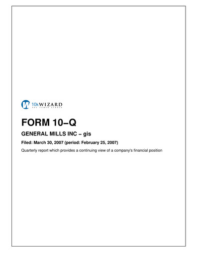 Thumbnail General Mills Quarterly Report 2007-q3