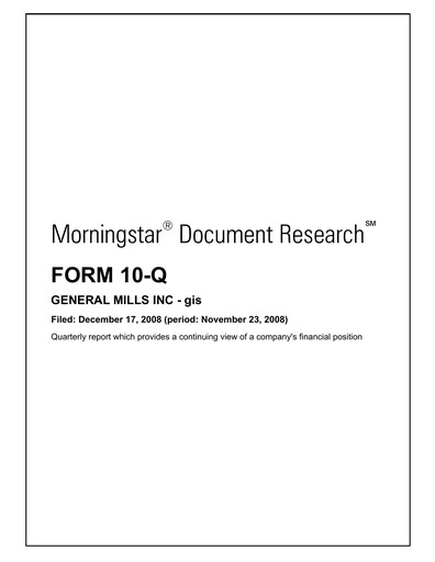 Thumbnail General Mills Quarterly Report 2009-q2