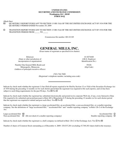 Thumbnail General Mills Quarterly Report 2010-q2