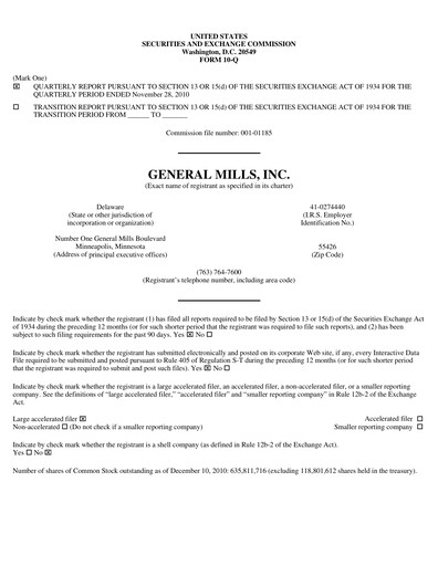 Thumbnail General Mills Quarterly Report 2011-q2