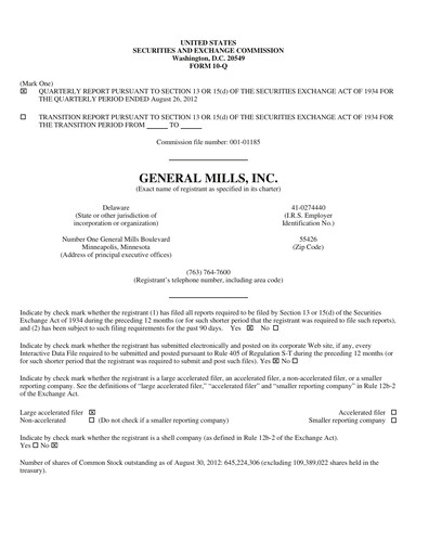 Thumbnail General Mills Quarterly Report 2013-q1