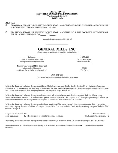 Thumbnail General Mills Quarterly Report 2015-q3