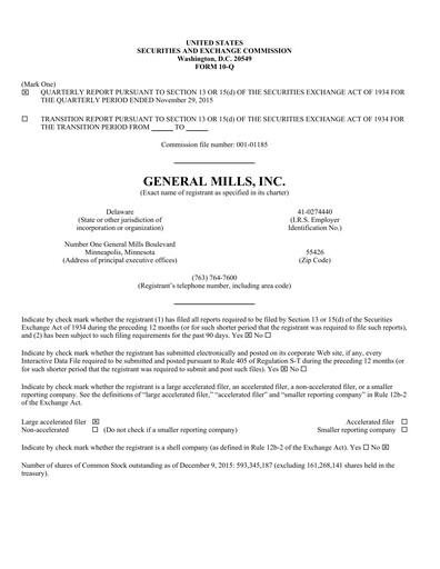 Thumbnail General Mills Quarterly Report 2016-q2