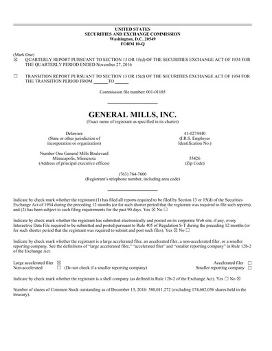 Thumbnail General Mills Quarterly Report 2017-q2