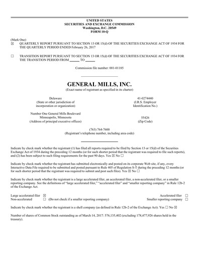 Thumbnail General Mills Quarterly Report 2017-q3