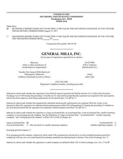 Thumbnail General Mills Quarterly Report 2018-q1