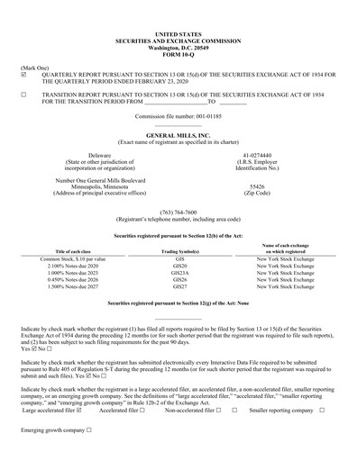 Thumbnail General Mills Quarterly Report 2020-q3