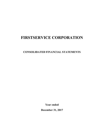 Thumbnail FirstService Financial Statement 2017