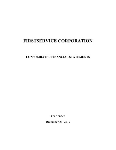 Thumbnail FirstService Financial Statement 2019
