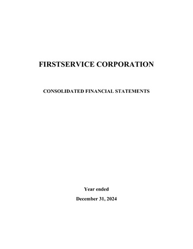Thumbnail FirstService Financial Statement 2024