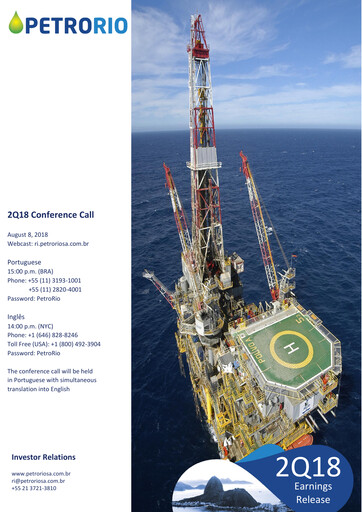 Miniature Prio SA (Petro Rio) Rapport trimestriel 2018-q2