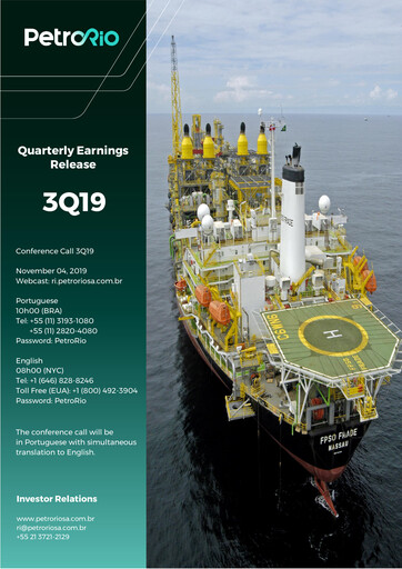 Miniature Prio SA (Petro Rio) Rapport trimestriel 2019-q3