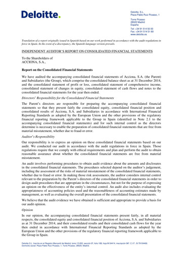 Thumbnail Acciona
 Financial Statement 2014