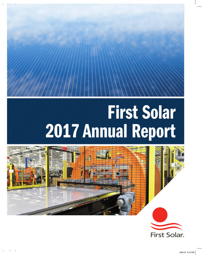 Vorschaubild First Solar
 Jahresbericht 2017