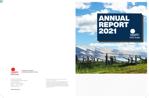 Thumbnail First Solar
 Annual Report 2021