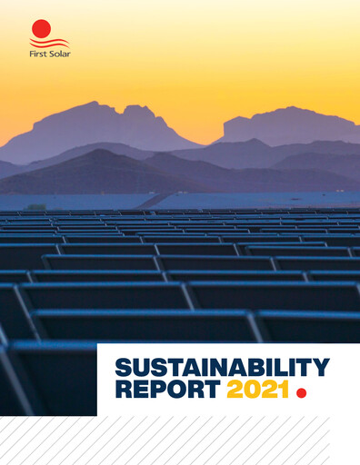 Thumbnail First Solar
 Sustainability Report 2021