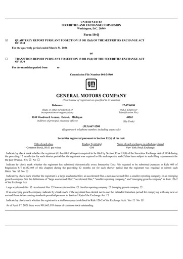 Thumbnail General Motors Quarterly Report 2026-q1