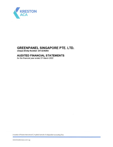 Vorschaubild Greenpanel Industries
 Finanzmitteilung 2021-2022