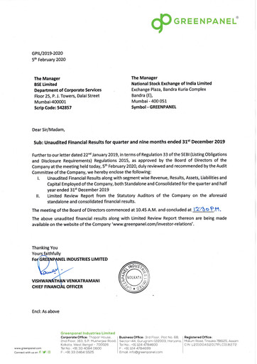 Thumbnail Greenpanel Industries
 Quarterly Report 2019-q4