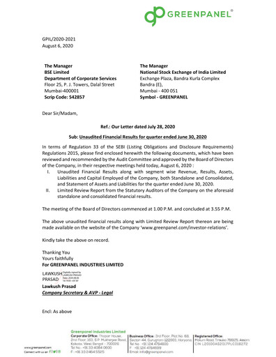 Thumbnail Greenpanel Industries
 Quarterly Report 2020-q2