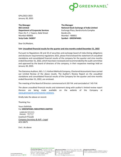 Thumbnail Greenpanel Industries
 Quarterly Report 2022-q4