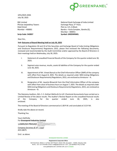Thumbnail Greenpanel Industries
 Quarterly Report 2025-q1