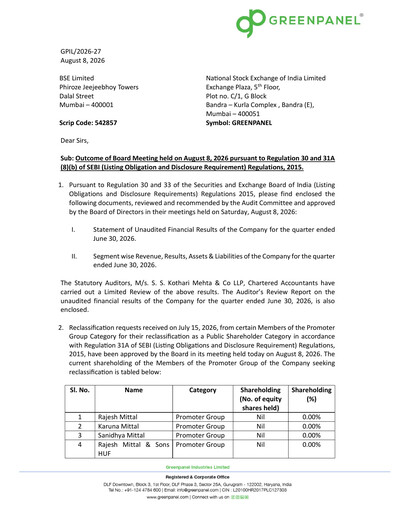 Thumbnail Greenpanel Industries
 Quarterly Report 2026-q1
