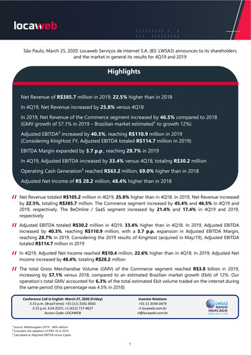 Thumbnail Locaweb Quarterly Report 2019-q4