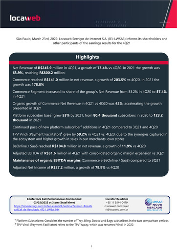 Thumbnail Locaweb Quarterly Report 2021-q4
