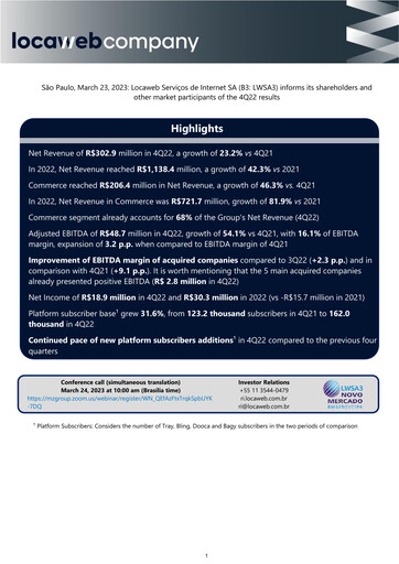 Thumbnail Locaweb Quarterly Report 2022-q4