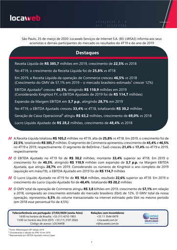 Thumbnail Locaweb Quarterly Report 2019-q4