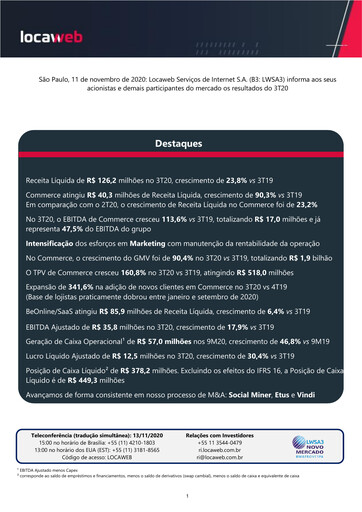 Thumbnail Locaweb Quarterly Report 2020-q3