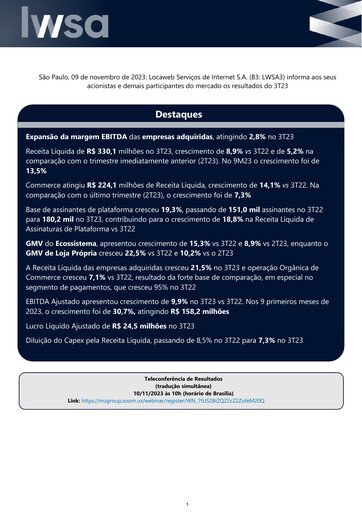 Thumbnail Locaweb Quarterly Report 2023-q3