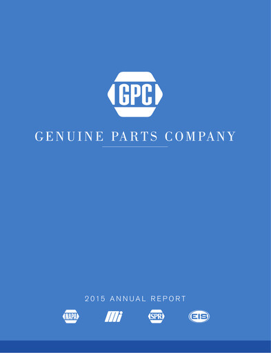 Miniature Genuine Parts Company
 Rapport annuel 2015