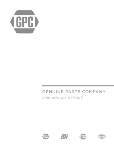 Miniature Genuine Parts Company
 Rapport annuel 2016