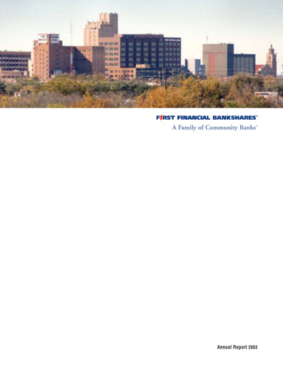 Thumbnail First Financial Bankshares Annual Report 2003