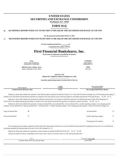 Thumbnail First Financial Bankshares Quarterly Report 2024-q1