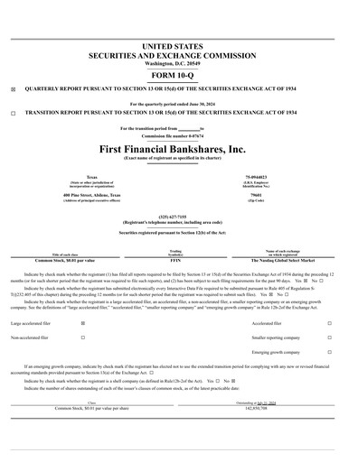 Thumbnail First Financial Bankshares Quarterly Report 2024-q2
