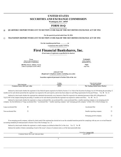 Thumbnail First Financial Bankshares Quarterly Report 2026-q2