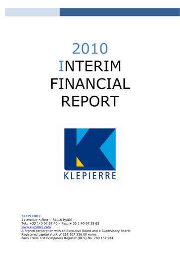 Thumbnail Klépierre Half-year Report 2010-h1