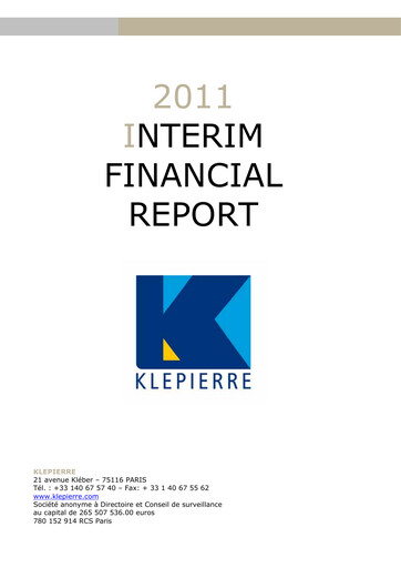Thumbnail Klépierre Half-year Report 2011-h1