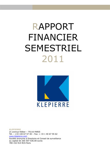 Thumbnail Klépierre Half-year Report 2011-h1