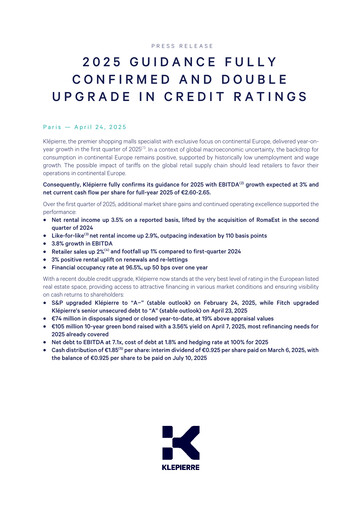 Miniature Klépierre Rapport trimestriel 2025-q1