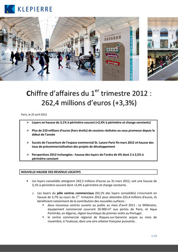 Thumbnail Klépierre Quarterly Report 2012-q1