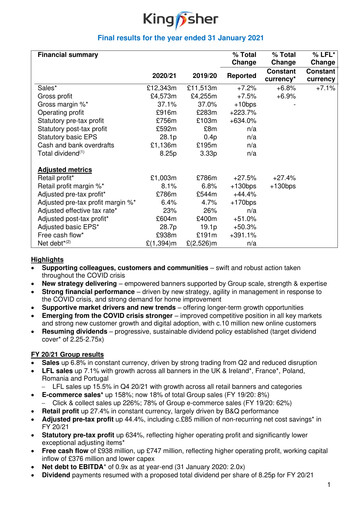 Thumbnail Kingfisher Financial Report 2020-2021