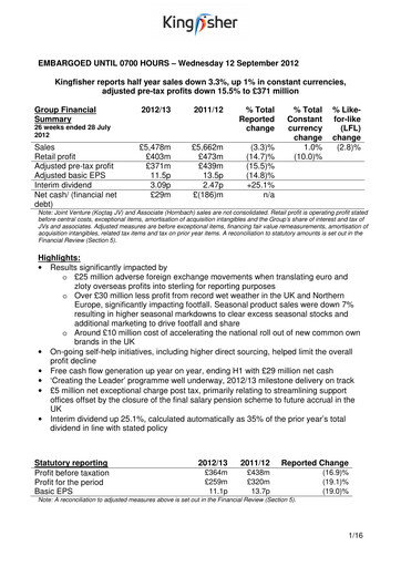 Thumbnail Kingfisher Half-year Report 2012-2013-h1