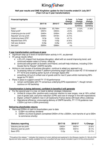 Thumbnail Kingfisher Half-year Report 2017-2018-h1