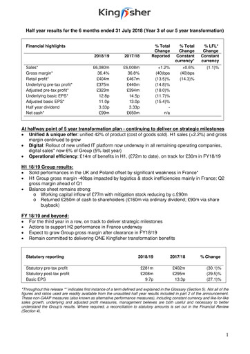 Thumbnail Kingfisher Half-year Report 2018-2019-h1
