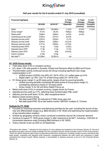 Thumbnail Kingfisher Half-year Report 2019-2020-h1