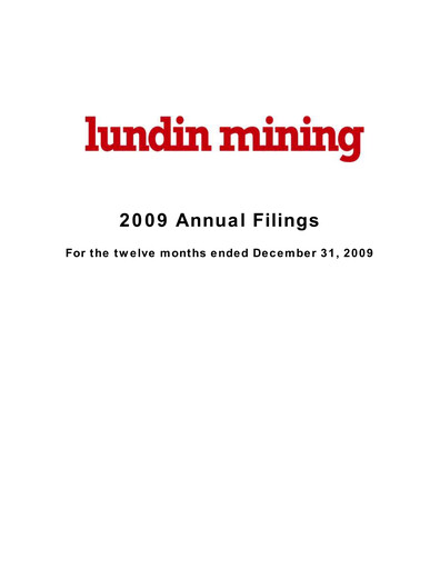 Thumbnail Lundin Mining
 Annual Report 2009